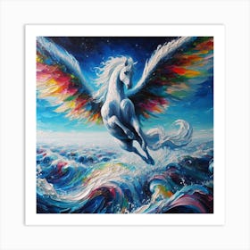 Rainbow Unicorn, Pegasus 2 Art Print