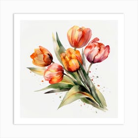 Watercolor Tulips 1 Art Print