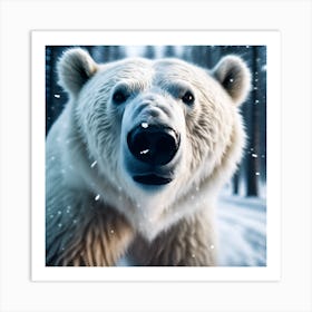 Close Encounter, White Bear in the Forest Art Print