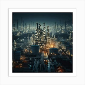 Industrial City At Night Art Print