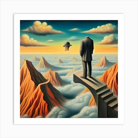 Man On Top Of A Mountain Art Print