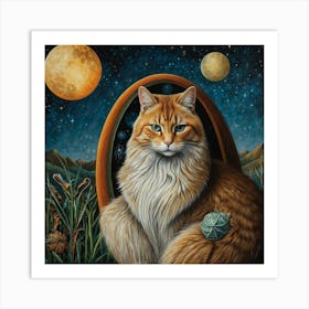 Cat In The Moonlight 2 Art Print