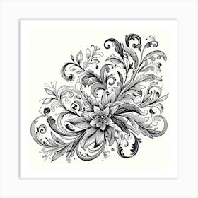 Floral Tattoo Design 2 Art Print