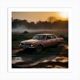 Old Car At Sunrise 1 Art Print