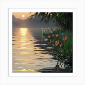 Sunrise By The Water Art Print