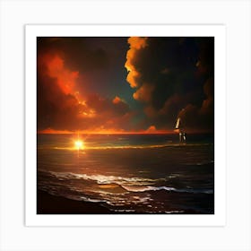 Sunset At The Beach Art Print