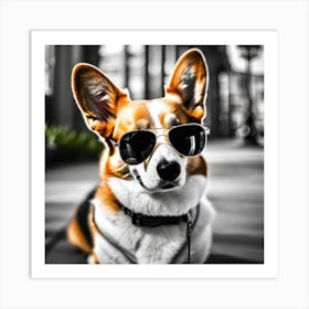 Corgi Wearing Sunglasses 16 Art Print