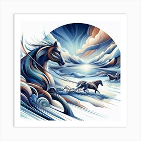 Horses Pulling Sleigh Art Print