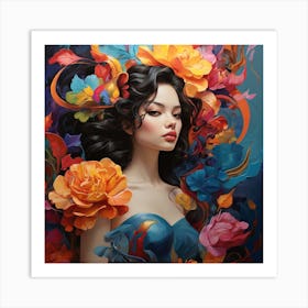 Girl With Flowers 15 Art Print