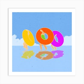 Beach people, seaside, summer, illustration, wall art Art Print