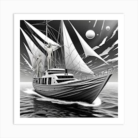 Futuristic Motor Sailor Cubism Style Art Print