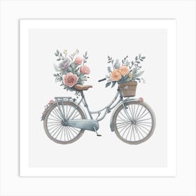 Floral Bicycle (2) Art Print