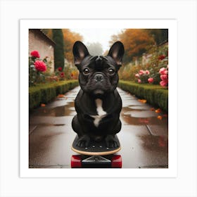 French Bulldog On a Skateboard 1 Print Art Print