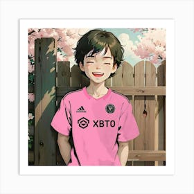 Pink Soccer Player Art Print