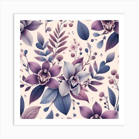 Scandinavian style,Pattern with amethyst Orchid flowers 3 Art Print