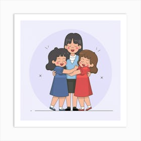 Mother And Daughter Hugging Art Print