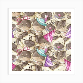 Hand Drawn Animal Pattern Dog Illustration Art Print