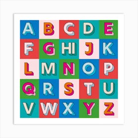 Hi Colourful Alphabet Square Art Print