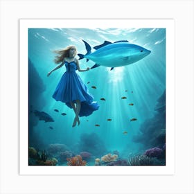 Girl Under The Sea Art Print
