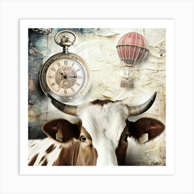 Cow Narure Illustration Art 02 Art Print