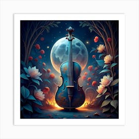 Violin In The Moonlight Art Print