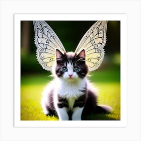 Cute Kitten With Wings 1 Art Print