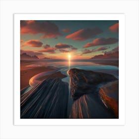 Sunset At The Beach Art Print