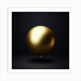 Golden Ball On Black Background 2 Art Print