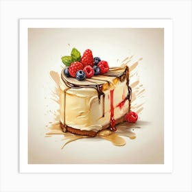 Cake With Berries Art Print