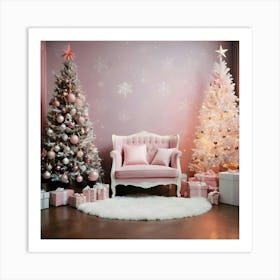 Pink Christmas Tree 7 Art Print