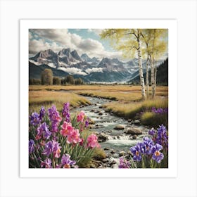 Irises In The Mountains 1 Art Print