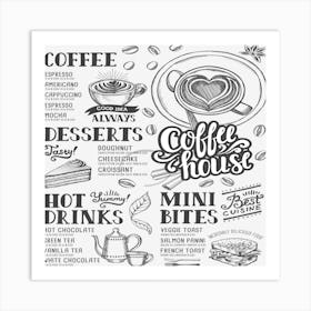 Coffee House Menu Vintage Coffee Tea Cafe Hamburger Menu Coffee Shop Menu Art Print