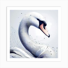 Swan - Abstract Line Art Illustration 217 Art Print