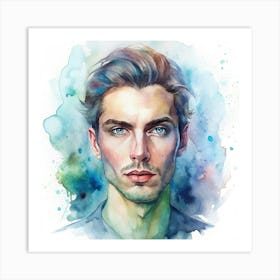 Watercolor Portrait Of A Young Man Art Print