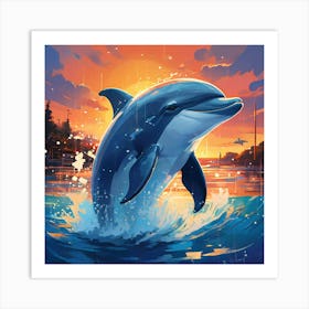 Dolphin Jumping In The Water Art Print