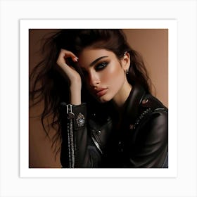 Model In Leather Jacket Art Print