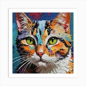 Colorful Cat Painting Art Print