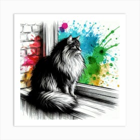 Cat On The Window Sill Art Print