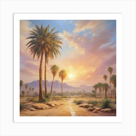 Palm Trees At Sunset Art Print