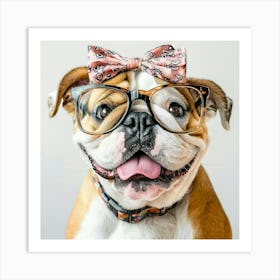 Bulldog With Glasses 2 Art Print