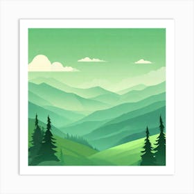 Misty mountains background in green tone 26 Art Print