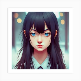 Anime Girl With Blue Eyes Art Print