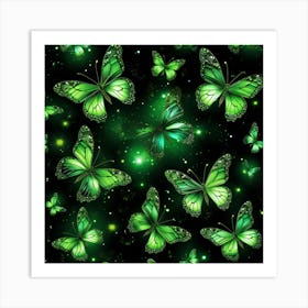 Green Butterflies Art Print