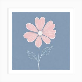 A White And Pink Flower In Minimalist Style Square Composition 541 Art Print