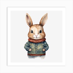 Rabbit In Winter Coat Art Print