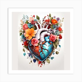 Heart With Flowers Art Print