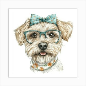 Dog With Glasses 77 Art Print