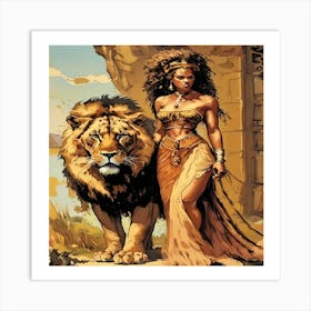 Lion And Woman-Drucke 09.12.2024--ee5-67280 Art Print