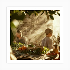 Family At A Table Art Print