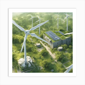 Wind Turbines In The Forest Art Print